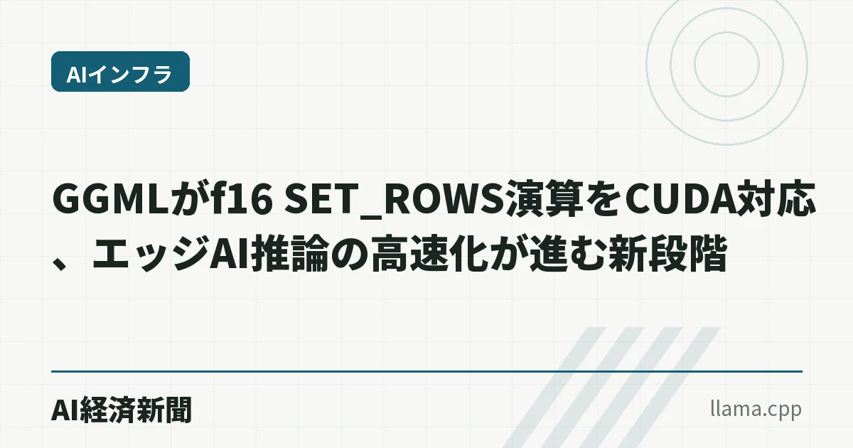 GGMLがf16 SET_ROWS演算をCUDA対応、エッジAI推論の高速化が進む新段階