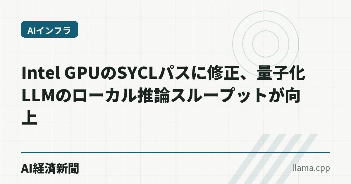 Intel GPUのSYCLパスに修正、量子化LLMのローカル推論スループットが向上