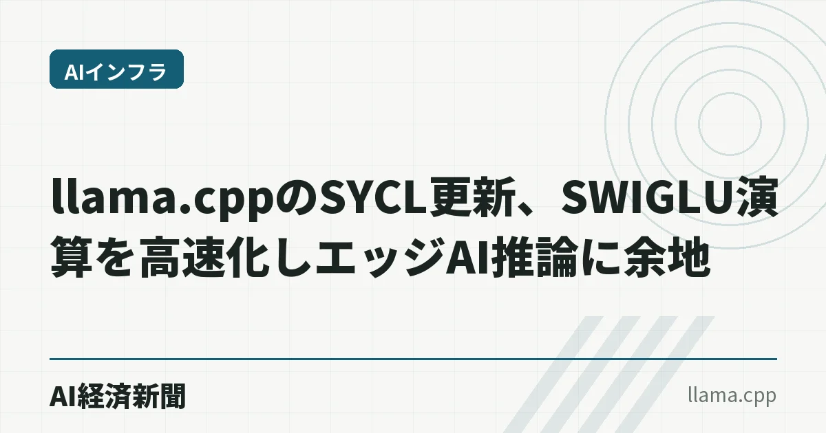 llama.cppのSYCL更新、SWIGLU演算を高速化しエッジAI推論に余地