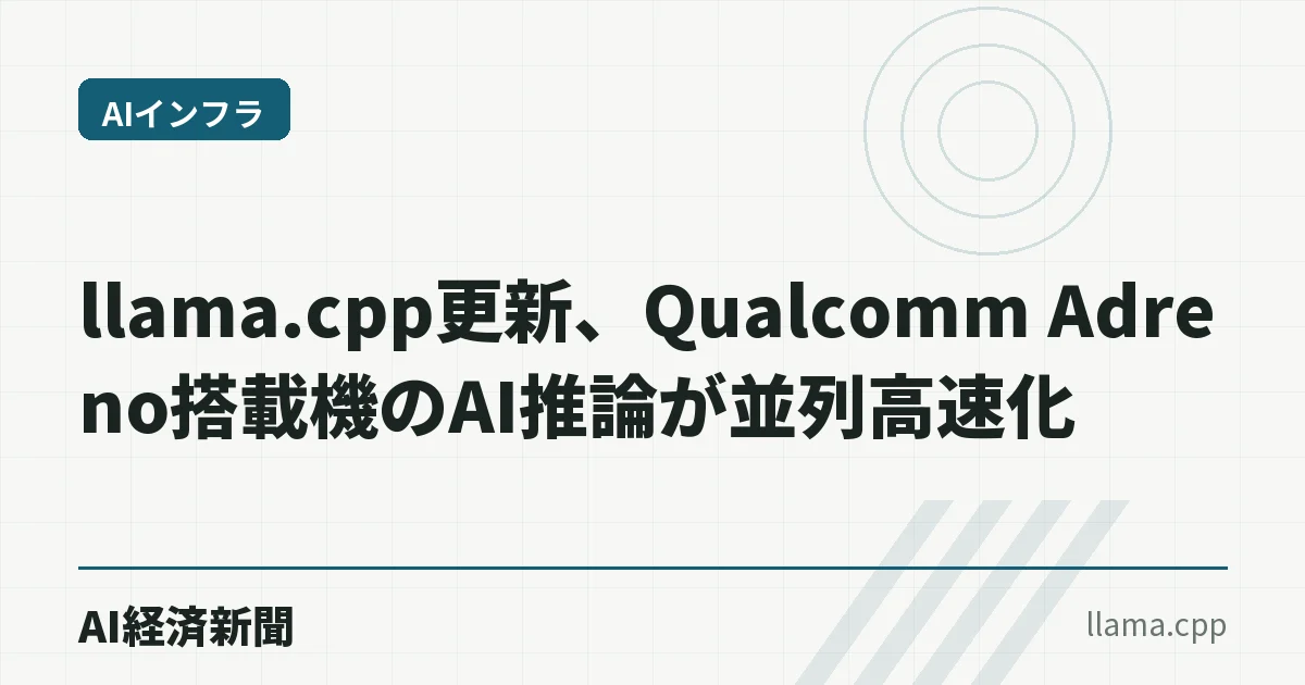 llama.cpp更新、Qualcomm Adreno搭載機のAI推論が並列高速化