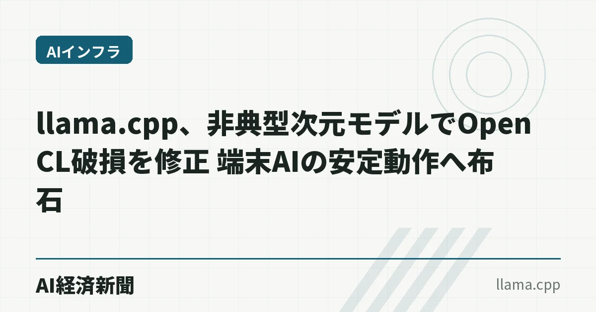 llama.cpp、非典型次元モデルでOpenCL破損を修正 端末AIの安定動作へ布石