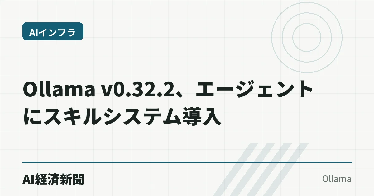 Ollama v0.32.2、エージェントにスキルシステム導入